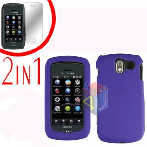 For Pantech Crux / CDM8999 Cover Hard Case Rubberized Purple +Screen 2-in-1