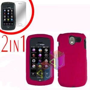For Pantech Crux / CDM8999 Cover Hard Case Rubberized Rose Pink +Screen 2-in-1