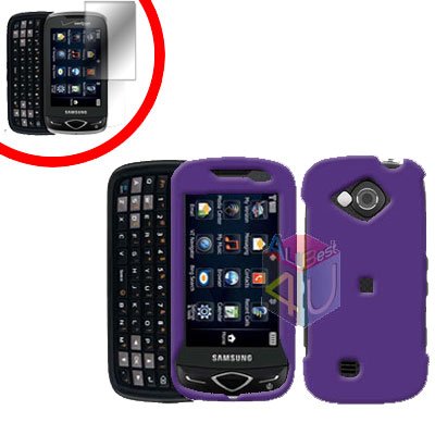 For Samsung Reality U820 Cover Hard Case Rubberized Purple +Screen 2-in-1