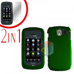 For Pantech Crux / CDM8999 Cover Hard Case Rubberized Green +Screen 2-in-1