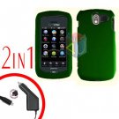 For Pantech Crux / CDM8999 Car Charger +Hard Case Rubberized Green 2-in-1