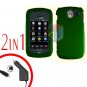 For Pantech Crux / CDM8999 Car Charger +Hard Case Rubberized Green 2-in-1