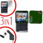 For Motorola Flipout MB511 Screen +Car Charger +Hard Case Rubberized Green 3-in-1