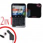 For Motorola Flipout MB511 Car Charger +Hard Case Rubberized Black 2-in-1