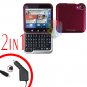 For Motorola Flipout MB511 Car Charger +Hard Case Rubberized Rose Pink 2-in-1
