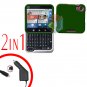 For Motorola Flipout MB511 Car Charger +Hard Case Rubberized Green 2-in-1