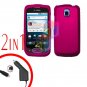 For LG Optimus-T / P509 Car Charger +Cover Hard Case Rubberized Rose Pink 2-in-1