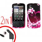 For Motorola Droid Pro A957 Car Charger +Hard Case Love 2-in-1