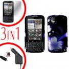 For Motorola Droid Pro A957 Screen +Car Charger +Hard Case B-Flower 3-in-1