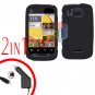 For Motorola Citrus WX445 Car Charger + Cover Hard Case Rubberized Black 2-in-1
