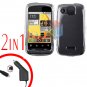 For Motorola Citrus WX445 Car Charger + Cover Hard Case Clear 2-in-1