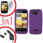 For Motorola Citrus WX445 Screen +Car Charger +Cover Hard Case Rubberized Purple 3-in-1