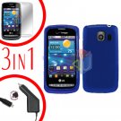 For LG Vortex VS660 Screen +Car Charger +Hard Case Blue 3-in-1