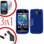 For LG Vortex VS660 Screen +Car Charger +Hard Case Blue 3-in-1