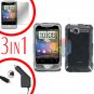 For HTC Wildfire 6225 Screen +Car Charger +Cover Hard Case Clear 3-in-1