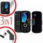 For Samsung Evergreen A667 Screen +Car Charger + Hard Case Rubberized Black 3-in-1
