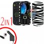For Samsung Evergreen A667 Car Charger +Cover Hard Case Zebra 2-in-1