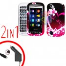 For Pantech Laser P9050 Car Charger +Hard Case Love  2-in-1