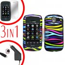 For Pantech Crux / CDM8999 Screen +Car Charger +Hard Case Rainbow 3-in-1