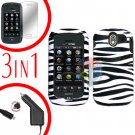 For Pantech Crux / CDM8999 Screen +Car Charger +Hard Case Zebra 3-in-1