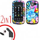 For Pantech Crux / CDM8999 Car Charger +Hard Case A-Flower 2-in-1