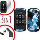 For Pantech Crux / CDM8999 Screen +Car Charger +Hard Case Flower 3-in-1