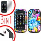 For Pantech Crux / CDM8999 Screen +Car Charger +Hard Case A-Flower 3-in-1