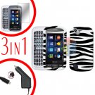 For Pantech Laser P9050 Screen +Car Charger +Hard Case Zebra 3-in-1