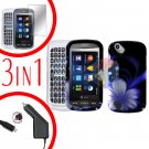 For Pantech Laser P9050 Screen +Car Charger +Hard Case B-Flower 3-in-1