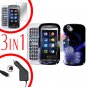 For Pantech Laser P9050 Screen +Car Charger +Hard Case B-Flower 3-in-1