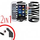 For Pantech Laser P9050 Car Charger +Hard Case Zebra 2-in-1
