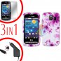 For LG Vortex VS660 Screen +Car Charger +Hard Case H-Flower 3-in-1