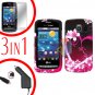 For LG Vortex VS660 Screen +Car Charger +Hard Case Love 3-in-1