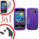 For LG Vortex VS660 Screen +Car Charger +Hard Case Purple 3-in-1