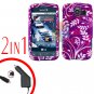 For LG Optimus-S / LS670 Car Charger +Cover Hard Case P-Flower 2-in-1