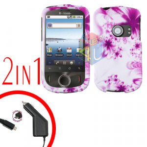 For Huawei Comet U8150 Car Charger + Cover Hard Case H-Flower 2-in-1