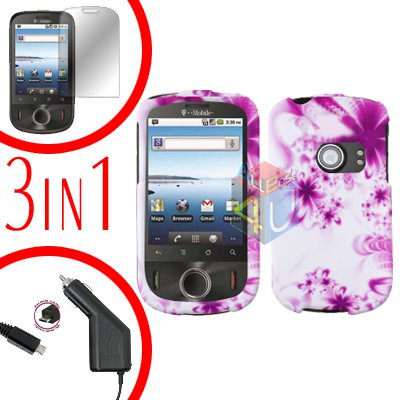 For Huawei Comet U8150 Screen +Car Charger +Hard Case H-Flower 3-in-1