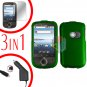For Huawei Comet U8150 Screen +Car Charger +Hard Case Rubberized Green 3-in-1