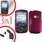 For Huawei Comet U8150 Screen +Car Charger +Hard Case Rubberized Rose Pink 3-in-1
