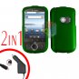 For Huawei Comet U8150 Car Charger + Cover Hard Case Rubberized Green 2-in-1