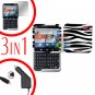 For Motorola Flipout MB511 Screen +Car Charger + Cover Hard Case Zebra 3-in-1