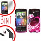 For HTC Desire Screen +Car Charger +Cover Hard Case Love 3-in-1