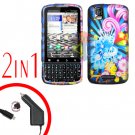 For Motorola Droid Pro A957 Car Charger +Hard Case A-Flower 2-in-1