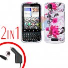 For Motorola Droid Pro A957 Car Charger +Hard Case W-Flower 2-in-1