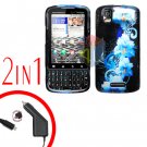 For Motorola Droid Pro A957 Car Charger +Hard Case Flower 2-in-1