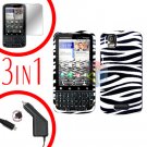 For Motorola Droid Pro A957 Screen +Car Charger +Hard Case Zebra 3-in-1