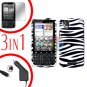 For Motorola Droid Pro A957 Screen +Car Charger +Hard Case Zebra 3-in-1