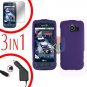 For LG Optimus U US670 Screen +Car Charger +Hard Case Purple 3-in-1