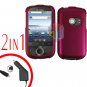 For Huawei Ideos U8150 Car Charger + Cover Hard Case Rubberized Rose Pink 2-in-1