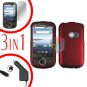 For Huawei Ideos U8150 Screen +Car Charger +Hard Case Rubberized Red 3-in-1